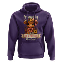 Apparently I Have An Attitude Who Knew Hoodie Funny Sarcasm Highland Cow - Wonder Print Shop