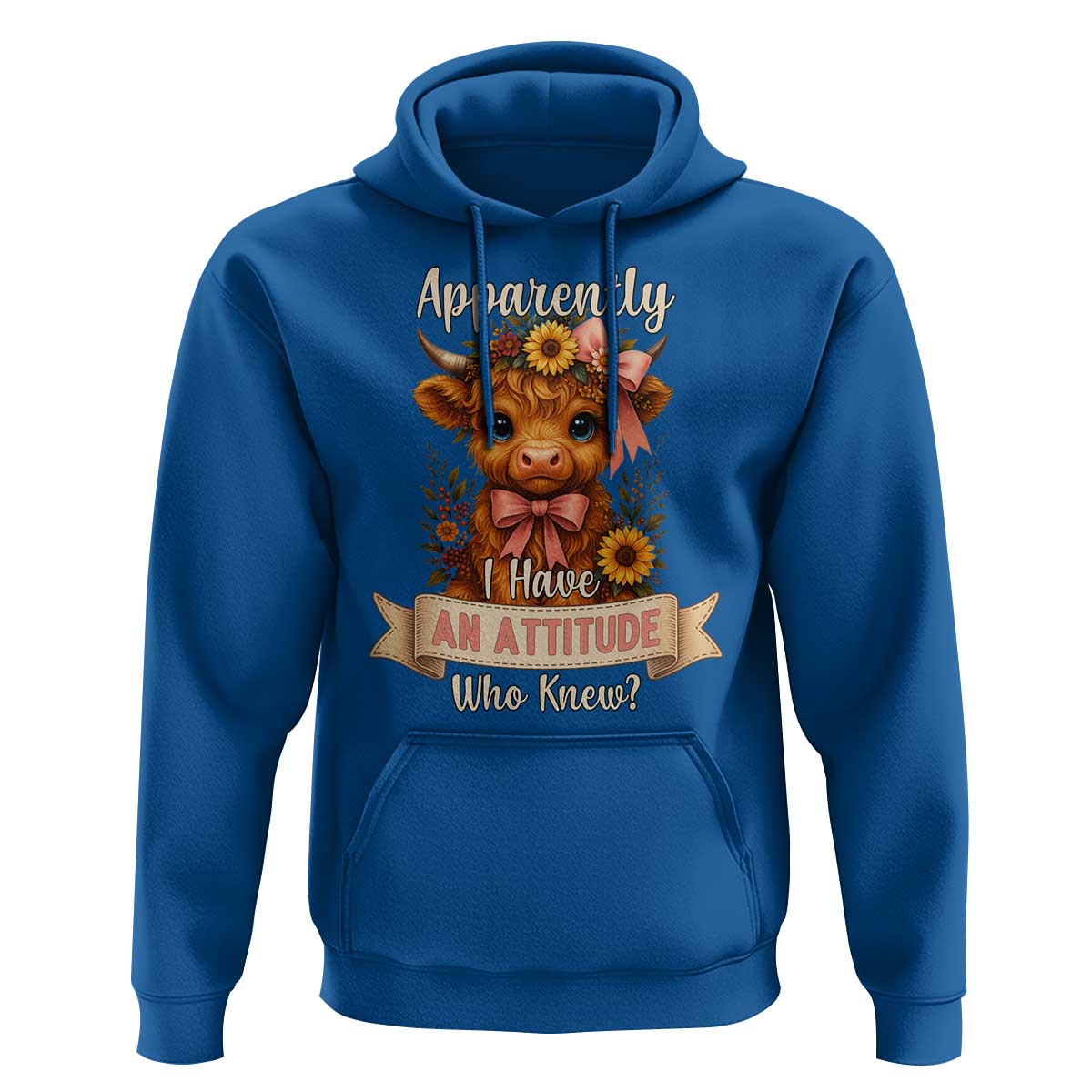 Apparently I Have An Attitude Who Knew Hoodie Funny Sarcasm Highland Cow - Wonder Print Shop