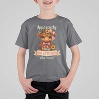 Apparently I Have An Attitude Who Knew T Shirt For Kid Funny Sarcasm Highland Cow - Wonder Print Shop