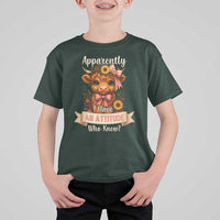 Apparently I Have An Attitude Who Knew T Shirt For Kid Funny Sarcasm Highland Cow - Wonder Print Shop