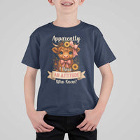 Apparently I Have An Attitude Who Knew T Shirt For Kid Funny Sarcasm Highland Cow - Wonder Print Shop