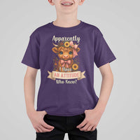 Apparently I Have An Attitude Who Knew T Shirt For Kid Funny Sarcasm Highland Cow - Wonder Print Shop