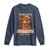 Apparently I Have An Attitude Who Knew Long Sleeve Shirt Funny Sarcasm Highland Cow - Wonder Print Shop