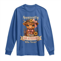Apparently I Have An Attitude Who Knew Long Sleeve Shirt Funny Sarcasm Highland Cow - Wonder Print Shop