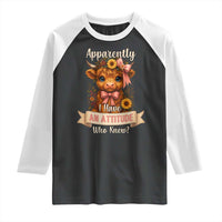 Apparently I Have An Attitude Who Knew Raglan Shirt Funny Sarcasm Highland Cow - Wonder Print Shop
