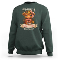 Apparently I Have An Attitude Who Knew Sweatshirt Funny Sarcasm Highland Cow - Wonder Print Shop