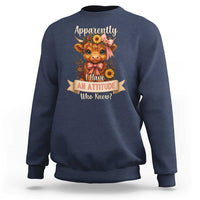 Apparently I Have An Attitude Who Knew Sweatshirt Funny Sarcasm Highland Cow - Wonder Print Shop