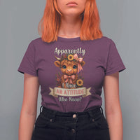 Apparently I Have An Attitude Who Knew T Shirt For Women Funny Sarcasm Highland Cow - Wonder Print Shop