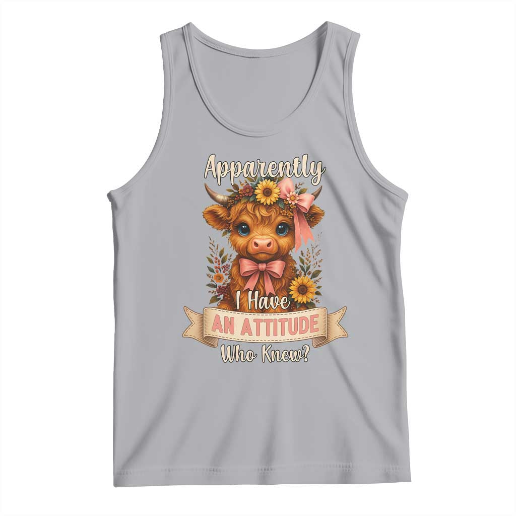 Apparently I Have An Attitude Who Knew Tank Top Funny Sarcasm Highland Cow - Wonder Print Shop