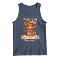 Apparently I Have An Attitude Who Knew Tank Top Funny Sarcasm Highland Cow - Wonder Print Shop