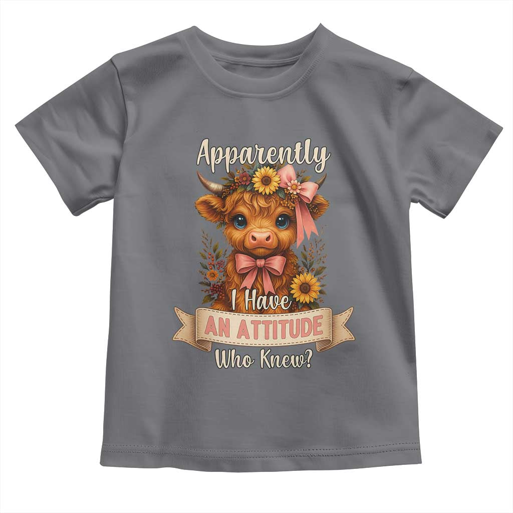 Apparently I Have An Attitude Who Knew Toddler T Shirt Funny Sarcasm Highland Cow - Wonder Print Shop