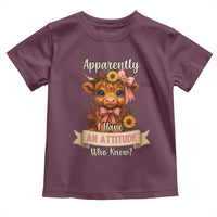 Apparently I Have An Attitude Who Knew Toddler T Shirt Funny Sarcasm Highland Cow - Wonder Print Shop