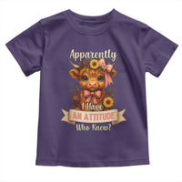 Apparently I Have An Attitude Who Knew Toddler T Shirt Funny Sarcasm Highland Cow - Wonder Print Shop