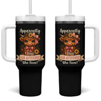 Apparently I Have An Attitude Who Knew Tumbler With Handle Funny Sarcasm Highland Cow
