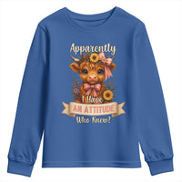 Apparently I Have An Attitude Who Knew Youth Sweatshirt Funny Sarcasm Highland Cow - Wonder Print Shop