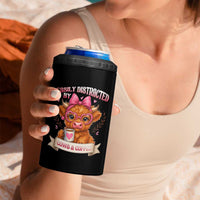 Easily Distracted By Cow And Coffee 4 in 1 Can Cooler Tumbler Funny Highland Cow