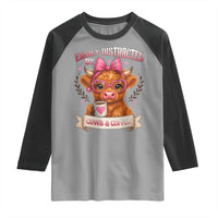Easily Distracted By Cow And Coffee Raglan Shirt Funny Highland Cow - Wonder Print Shop