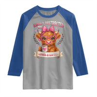 Easily Distracted By Cow And Coffee Raglan Shirt Funny Highland Cow - Wonder Print Shop