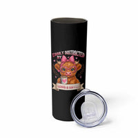 Easily Distracted By Cow And Coffee Skinny Tumbler Funny Highland Cow