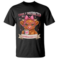 Easily Distracted By Cow And Coffee T Shirt Funny Highland Cow - Wonder Print Shop