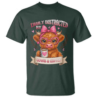 Easily Distracted By Cow And Coffee T Shirt Funny Highland Cow - Wonder Print Shop