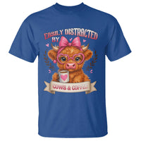 Easily Distracted By Cow And Coffee T Shirt Funny Highland Cow - Wonder Print Shop