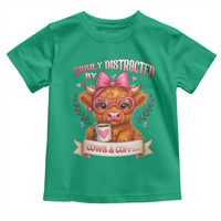 Easily Distracted By Cow And Coffee Toddler T Shirt Funny Highland Cow - Wonder Print Shop