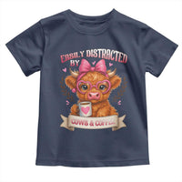 Easily Distracted By Cow And Coffee Toddler T Shirt Funny Highland Cow - Wonder Print Shop