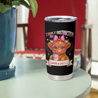 Easily Distracted By Cow And Coffee Tumbler Cup Funny Highland Cow