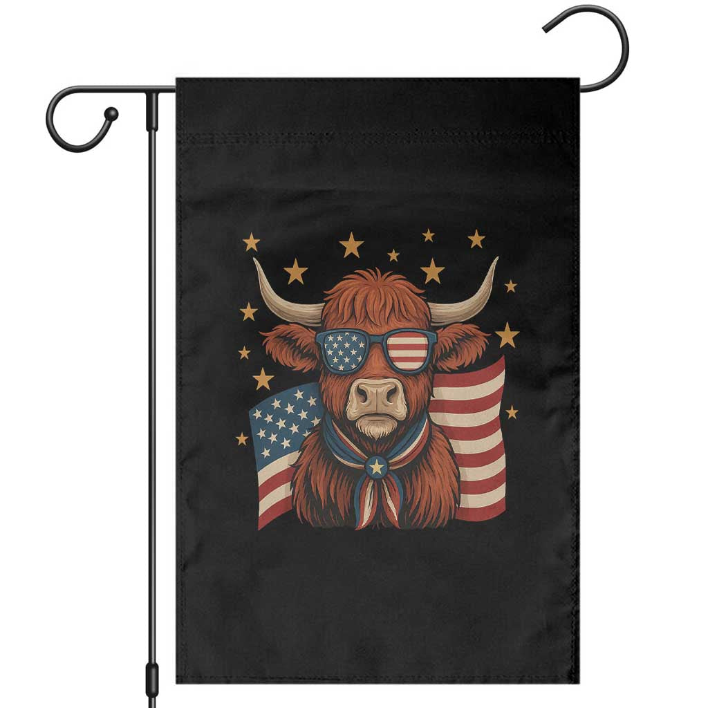 Funny Highland Cow Garden Flag USA Flag Patriotic Cow Farmer - Wonder Print Shop