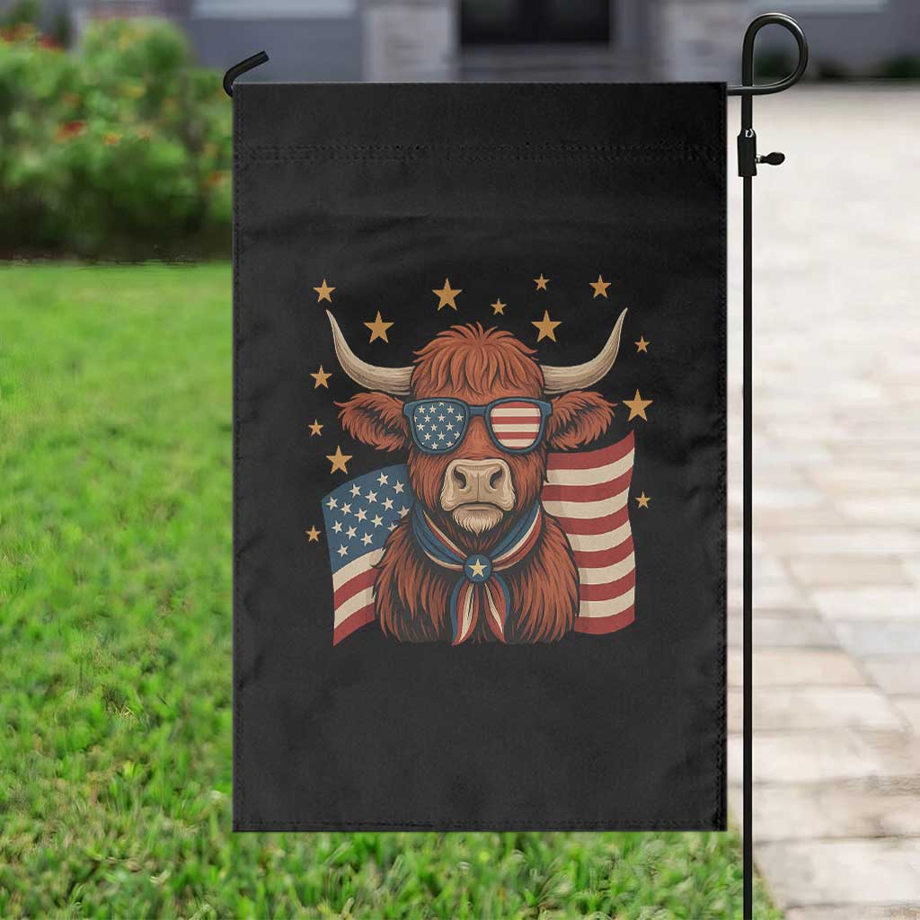 Funny Highland Cow Garden Flag USA Flag Patriotic Cow Farmer - Wonder Print Shop
