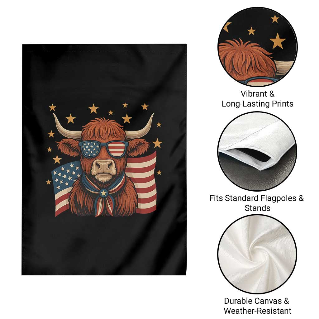 Funny Highland Cow Garden Flag USA Flag Patriotic Cow Farmer - Wonder Print Shop