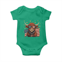 Funny Highland Cow Baby Onesie USA Flag Patriotic Cow Farmer - Wonder Print Shop