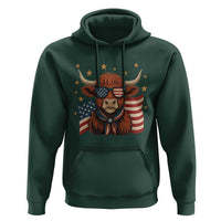 Funny Highland Cow Hoodie USA Flag Patriotic Cow Farmer - Wonder Print Shop