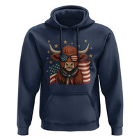 Funny Highland Cow Hoodie USA Flag Patriotic Cow Farmer - Wonder Print Shop