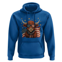 Funny Highland Cow Hoodie USA Flag Patriotic Cow Farmer - Wonder Print Shop