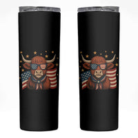 Funny Highland Cow Skinny Tumbler USA Flag Patriotic Cow Farmer
