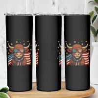 Funny Highland Cow Skinny Tumbler USA Flag Patriotic Cow Farmer
