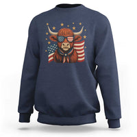 Funny Highland Cow Sweatshirt USA Flag Patriotic Cow Farmer - Wonder Print Shop