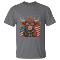 Funny Highland Cow T Shirt USA Flag Patriotic Cow Farmer - Wonder Print Shop