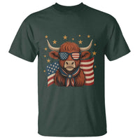 Funny Highland Cow T Shirt USA Flag Patriotic Cow Farmer - Wonder Print Shop