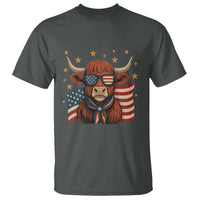 Funny Highland Cow T Shirt USA Flag Patriotic Cow Farmer - Wonder Print Shop