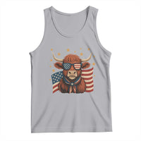 Funny Highland Cow Tank Top USA Flag Patriotic Cow Farmer - Wonder Print Shop