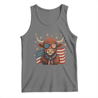 Funny Highland Cow Tank Top USA Flag Patriotic Cow Farmer - Wonder Print Shop