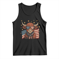 Funny Highland Cow Tank Top USA Flag Patriotic Cow Farmer - Wonder Print Shop
