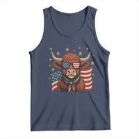 Funny Highland Cow Tank Top USA Flag Patriotic Cow Farmer - Wonder Print Shop