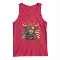 Funny Highland Cow Tank Top USA Flag Patriotic Cow Farmer - Wonder Print Shop