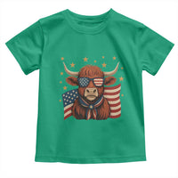 Funny Highland Cow Toddler T Shirt USA Flag Patriotic Cow Farmer - Wonder Print Shop