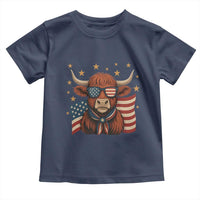 Funny Highland Cow Toddler T Shirt USA Flag Patriotic Cow Farmer - Wonder Print Shop