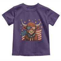 Funny Highland Cow Toddler T Shirt USA Flag Patriotic Cow Farmer - Wonder Print Shop